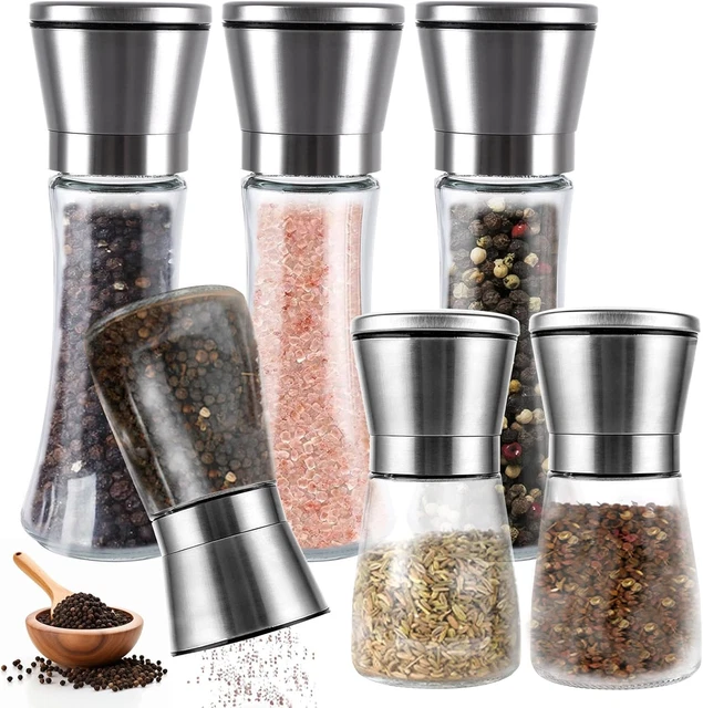 Macinaspezie Manuale In Ceramica - Macinino Regolabile 5 Livelli - Con Contenitore In Vetro 180ml - Per Sale, Pepe, Erbe E Spezie