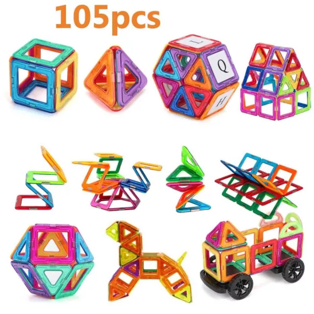 105 Piece Kids Magnetic Blocks Building Toys For Boy Girls Magnet Mini Tiles Kit