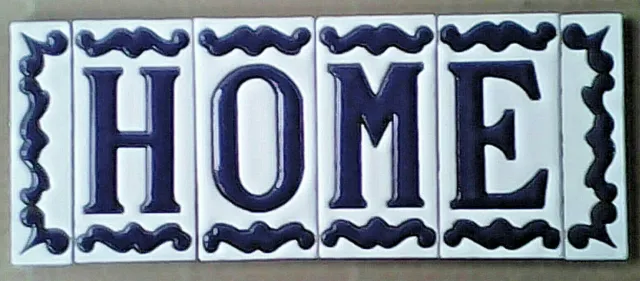 Carreaux de lettre numéro maison en céramique espagnole peints à la main bleu foncé 10 x 5 cm GRATUIT P/P 2