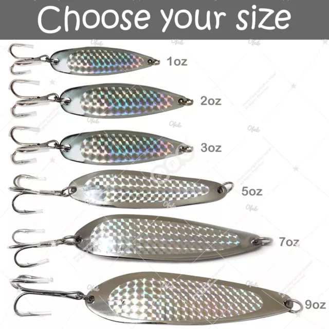 Qty 6 casting crocodile spoons 7oz silver saltwater fishing lures