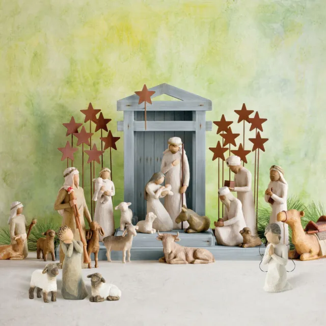 20Pcs Willow Tree Nativity Figures Set Christmas Engraved Statue Hand Painted