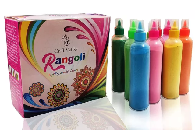 Rangoli Powder Colors Bottles For Diwali Decoration Pack of 10