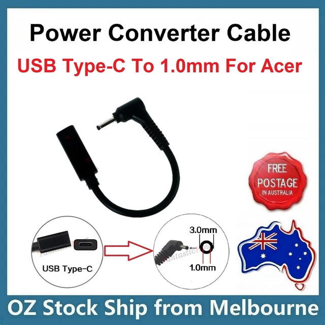 PD USB Type C Female to 3.0x1.0mm DC Jack Laptop Power Charger Adapter for Acer