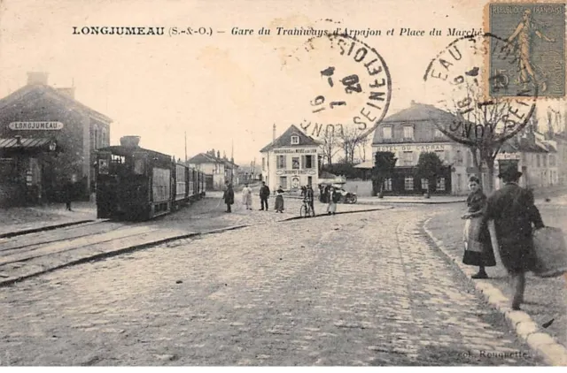 91 - LONGJUMEAU - SAN49516 - Gare du tramways d'Arpajon et Place du Marché