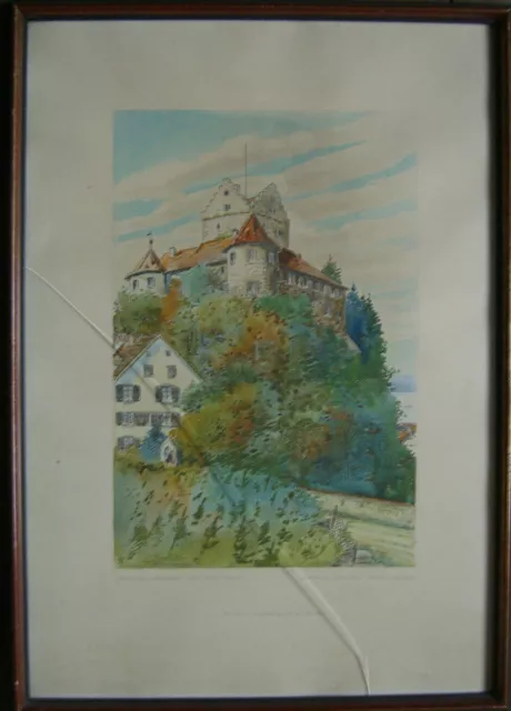 ::Paul E. Irmler Schloss Meersburg Am Bodensee Natur Berg Wald Antik Signiert