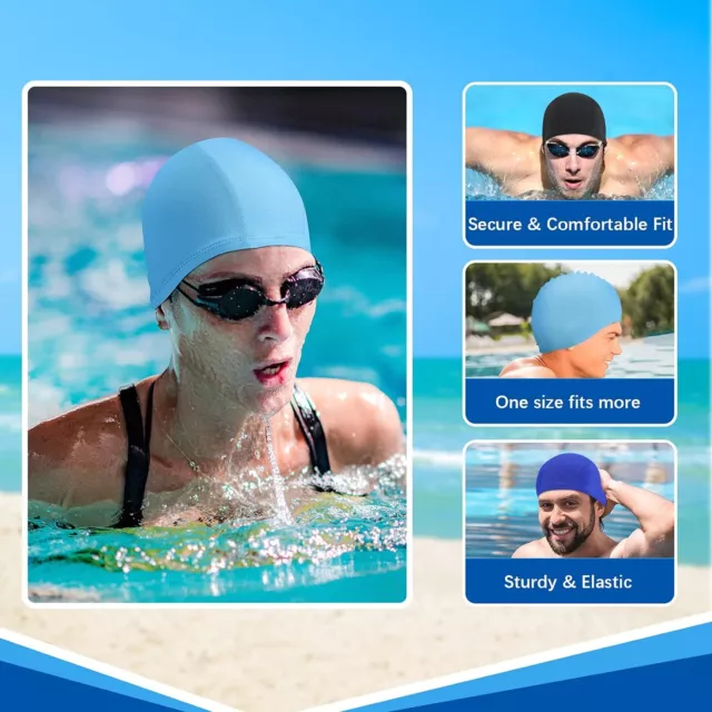 Easy Fit Adult Swimming Hat Cap Swim kid Mens Womens Unisex Nylon Spandex Fabric