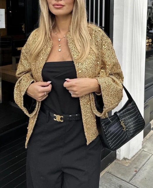 zara sequin bomber