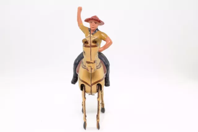 Blechspielzeug - Köhler Cowboy auf Pferd tin horse Made in US Zone Germany 2