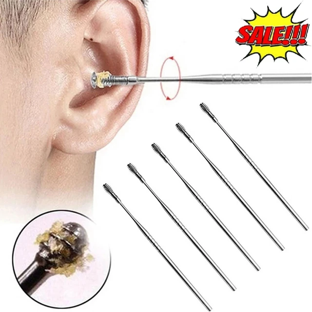 3Pc Acier Inoxydable Cérumen Enlèvement Spirale Ressort Earpick Nettoyant Outil.
