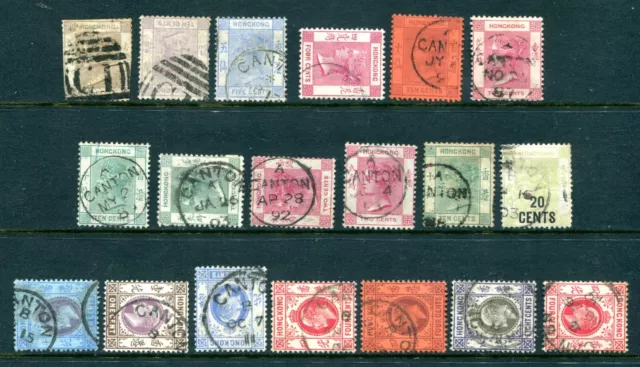 Old Hong Kong QV/KEVII  19 x Stamps Used - China Canton Different Postmarks Pmks
