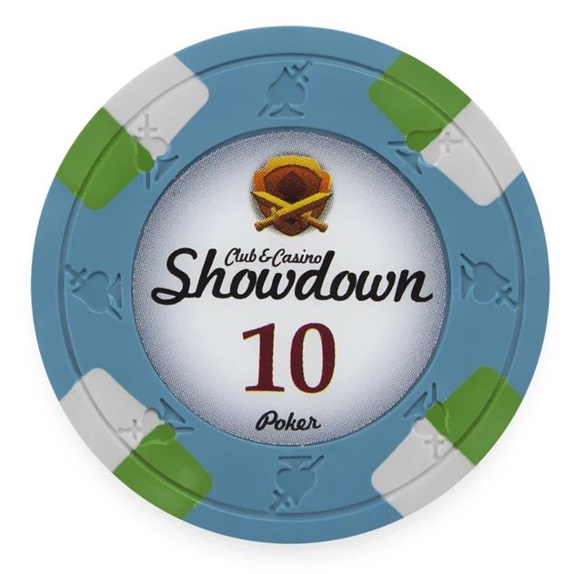 25 ct Blue $10 Ten Dollars "Showdown" Series 13.5 Grams Poker Chips