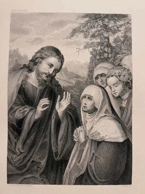 Lucas Kranach Christ Saintes Femmes 1872 Gravure Sur Acier Antiquarius...