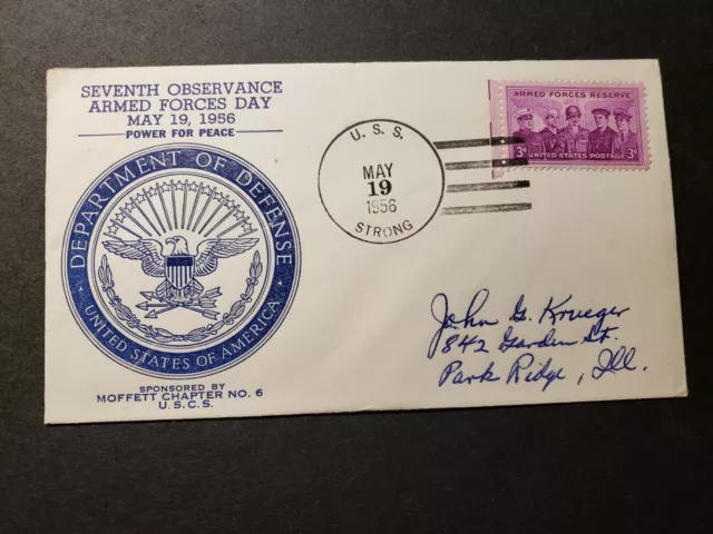 USS STRONG DD-758 Naval Cover 1956 ARMED FORCES DAY Cachet