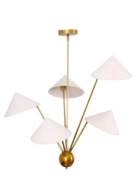 5 Light Art Deco Raw Brass chandelier light Fixture