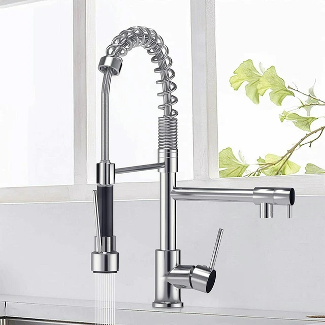 Neu drehbarer Auslauf Küchenspüle Mixer Wasserhähne mit herausziehbarem Bidet Sprühhähne Chrom UK 2