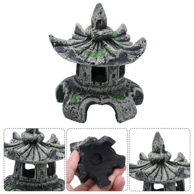 Resin Micro Landscape Pavilion Fish Tank Decorations Mini Pagoda