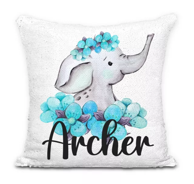 Elephant Cushion Cover Sequin Throw Pillow Flip Sequins Personalised 3