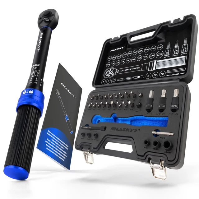 Jeu De 15 Clés Dynamométriques 1/4 Pouce – Cliquet 360°, Réglable – Pour Vélo, Moto, Voiture, Bricolage
