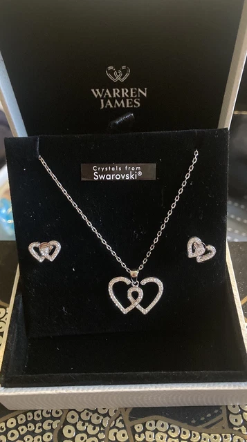 Warren James - Real Silver & Diamond - Heart Pendant & Chain - Preowned |  eBay