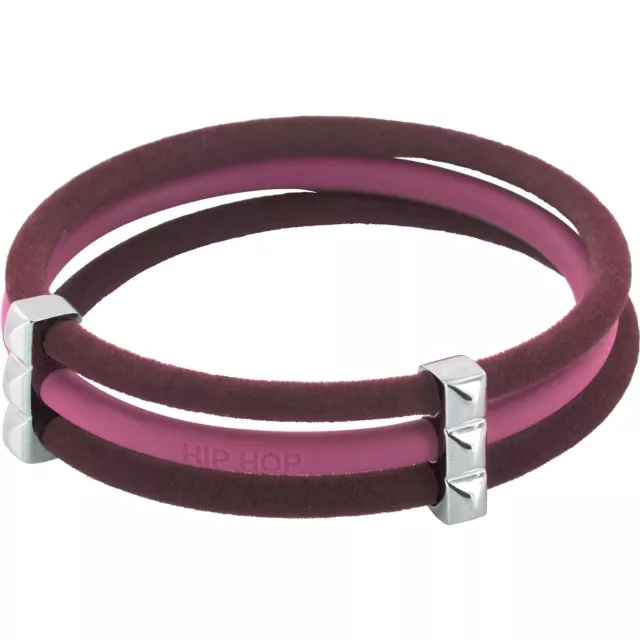 Bracciale Donna Triplo,Hip-Hop,Happy Loops,Hjoo55,Silicone,Borchie Stell,Medium