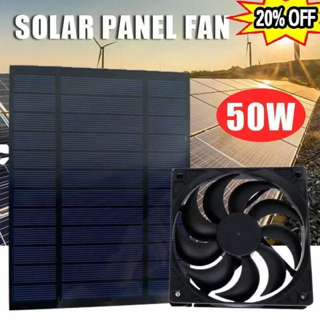50W SOLAR PANEL Powered Fan Mini Ventilator For Pet/Dog Chicken