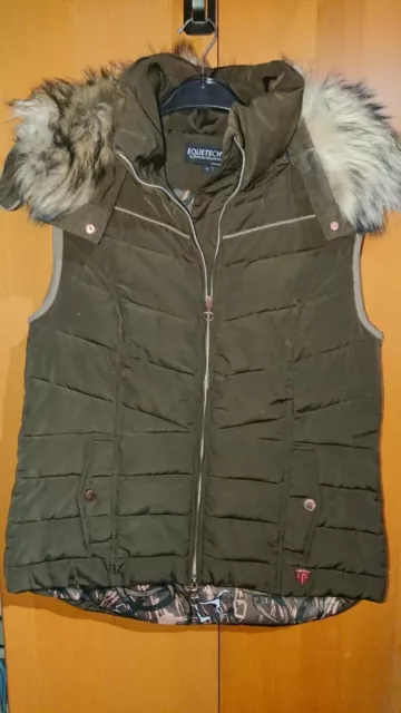 Ladies Equetech Padded Gilet with Detachable Hood Size S Colour Brown