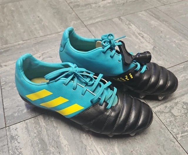 MENS ADIDAS REGULATE Kakari Rugby Boots Size 8 Uk Black Blue Yellow £26