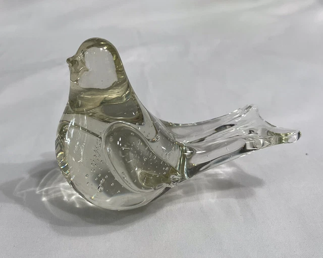 Vintage Leonard Silver MFG Towle Co Bubble Bird Crystal Paperweight Figurine