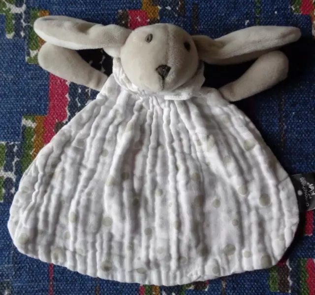 Dp/ Doudou Plat Lange Atmosphera Lapin Blanc Pois Gris  Kom9