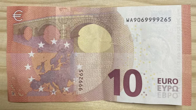 BILLET DE 10 EUROS numero de serie a quatre chiffres identiques 9999