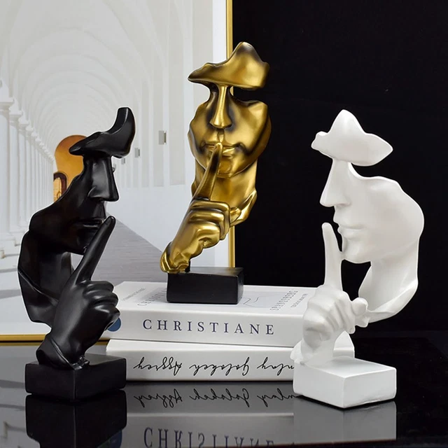 Bureau à domicile Sculptures Statue de résine Le silence est d'or Visage humain