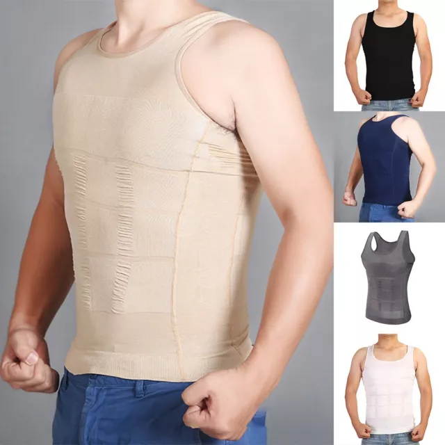 GRAY MEN'S COMPRESSION Vest Slimming Body Shaper Tummy Control ...