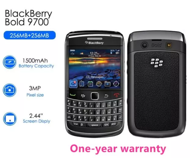 NEW Original Blackberry Bold 9700 Black GPS GSM 3G Unlocked QWERTY Smartphone