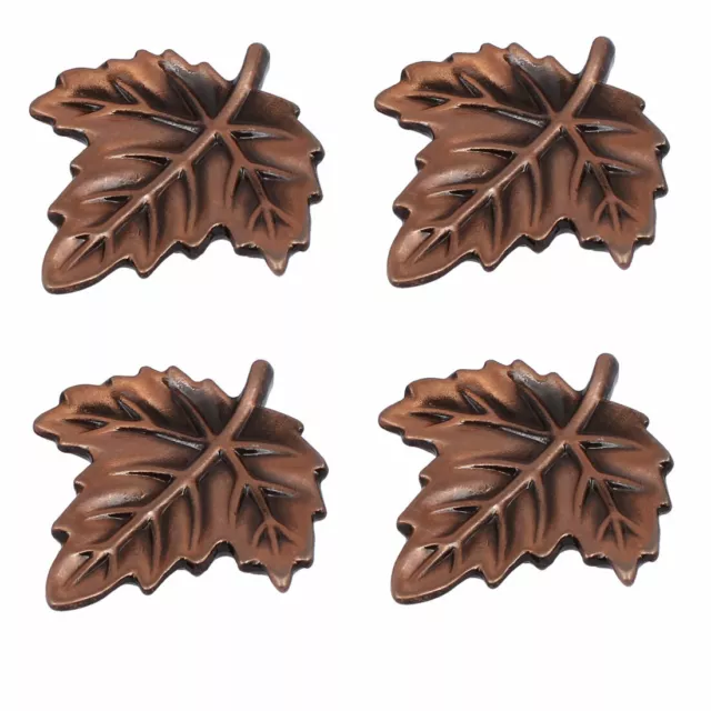 Cupboard Wardrobe Metal Leaf Shaped Pull Handles Copper Tone 53x51x17mm 4pcs