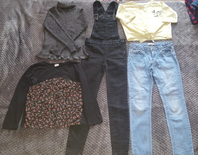 NEW LOOK Etc Girls Black Skinny Dungarees Jeans Roll Neck Jumper SweatTop Bundle