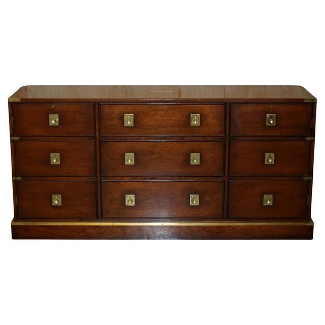 Harrods Kenney Mahogany & Brass Military Campaign Sideboard Chest Of Drawers