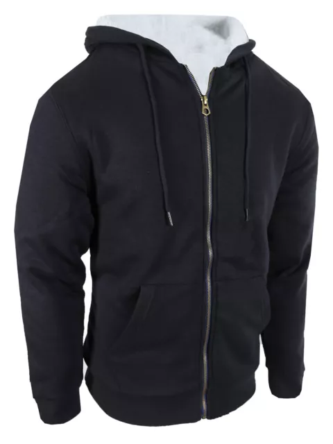 Mens Hoodie Fleece Soft Sherpa Lining Jacket Thick Warm SLIM FIT Pockets Zip Up
