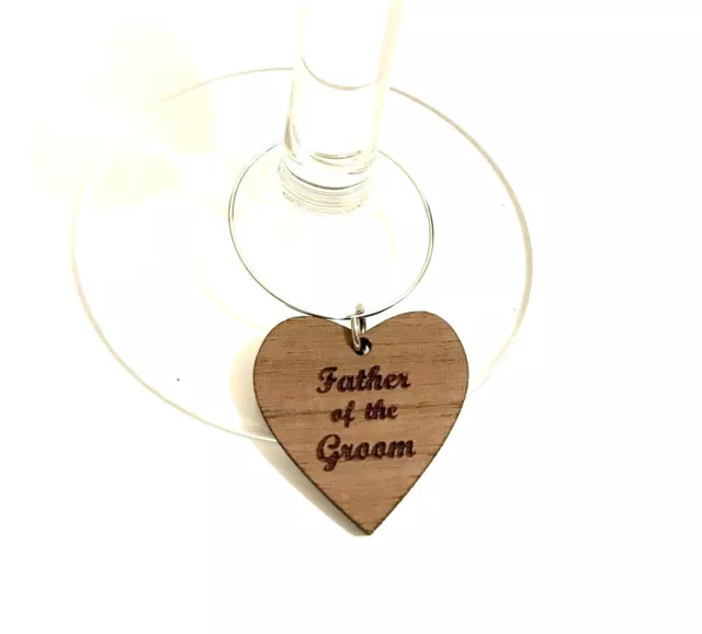 Personalised Wedding Table Decoration WalnutWood Glass Charm Favour Keepsake Hen