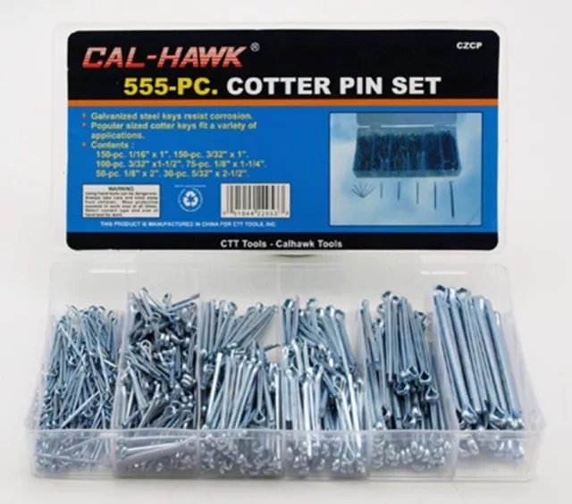 Cal-Hawk CZCP 555 Pcs Cotter Pin Assortment Set