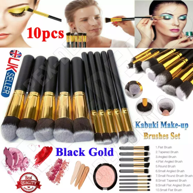 10pcs Kabuki Make up Brush Set Buffer Powder Contour Eyeshadow Makeup Brushes UK