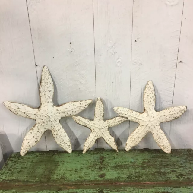 Set Of 3 Metal Starfish Wall Art Beach House Coastal Nautical Ocean Decor