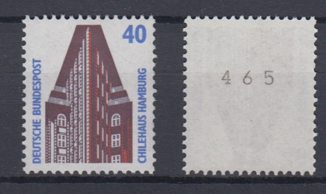 Bund 1379 u RM mit ungerader Nummer SWK 40 Pf postfrisch gelbe Gummierung