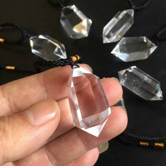 Natural Clear Quartz Pendant Crystal Point Wand Pendulum Chakra Healing Necklace