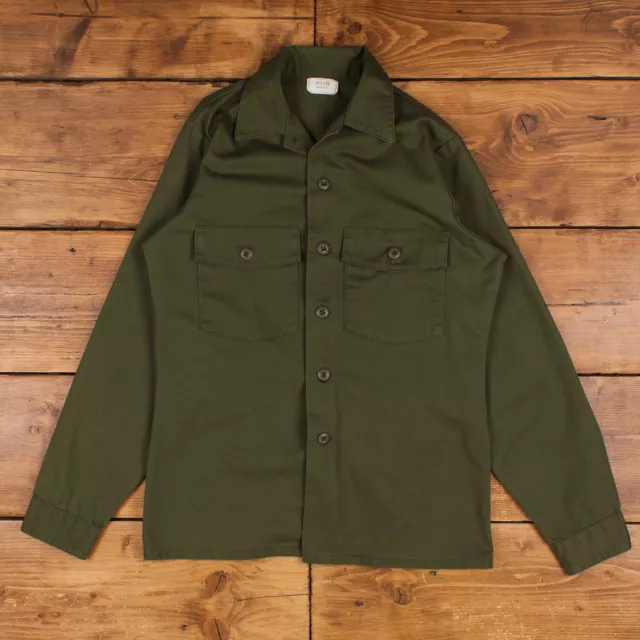 Vintage Military Jacket M 70s Overshirt Green Button