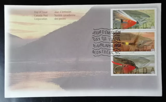 FDC 1998 Pêche à la mouche dans les lacs du Canada Oblitérés Enveloppe Bloc