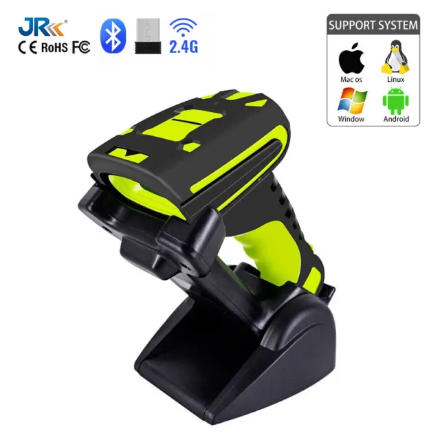 JR Cordless Handheld 2D Barcode Scanner Kit with Presentation Cradle Support 433