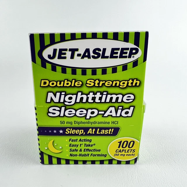 Ayuda nocturna para dormir Jet-Asleep de doble fuerza, 100 cápsulas 12/2023