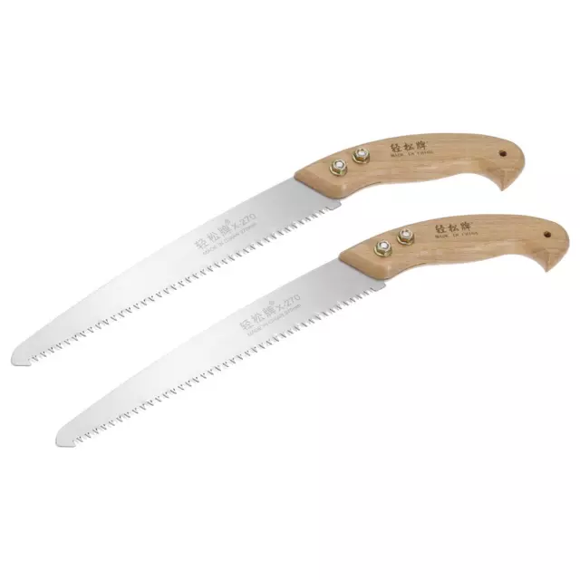 10" Hand Pruning Saw,Straight Blade Wood Handle Double-edge Tooth,2pcs