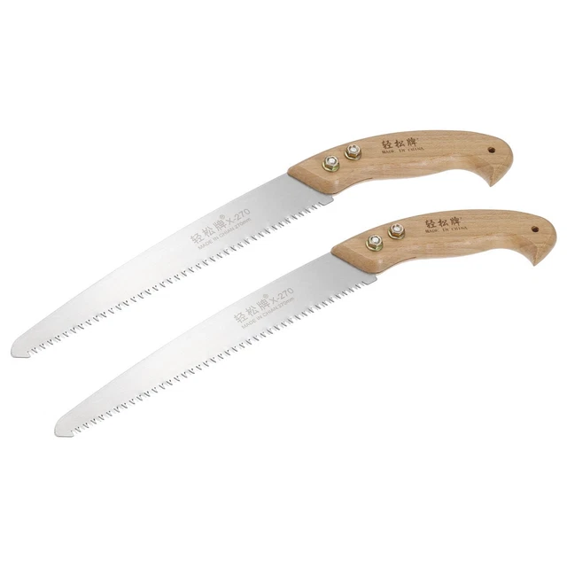 10" Hand Pruning Saw,Straight Blade Wood Handle Double-edge Tooth,2pcs