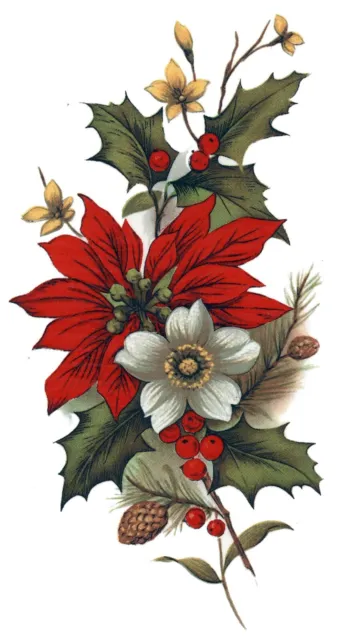 Calcomanías de tobogán de cerámica de cerámica Poinsettia rojo de Navidad talla A Bx
